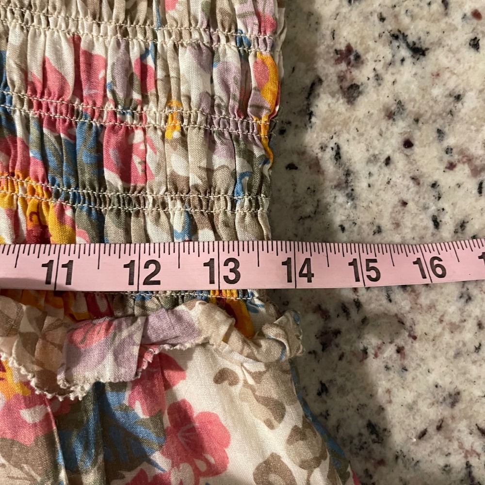SEA New York Floral Smock‎ Tiered Midi Dress Flutter Sleeve Cottage Cotton Small - Picture 7 of 8